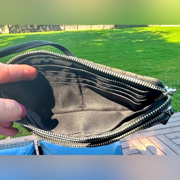 Coach Signature Black Smoke Double Zippered Wristlet/ Long Wallet With Hang Tag - Picture 13 of 16